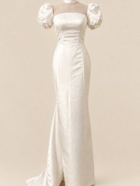Grace Kelly Style Wedding Dress Minimalist Bridal Gown Bow 4